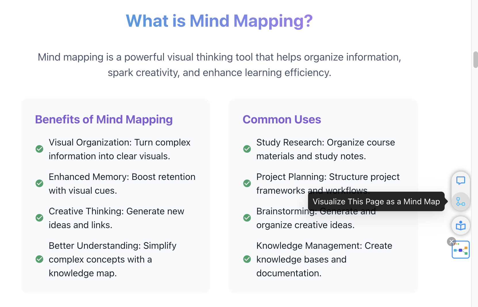 AI Mindmap Extension sidebar demonstration